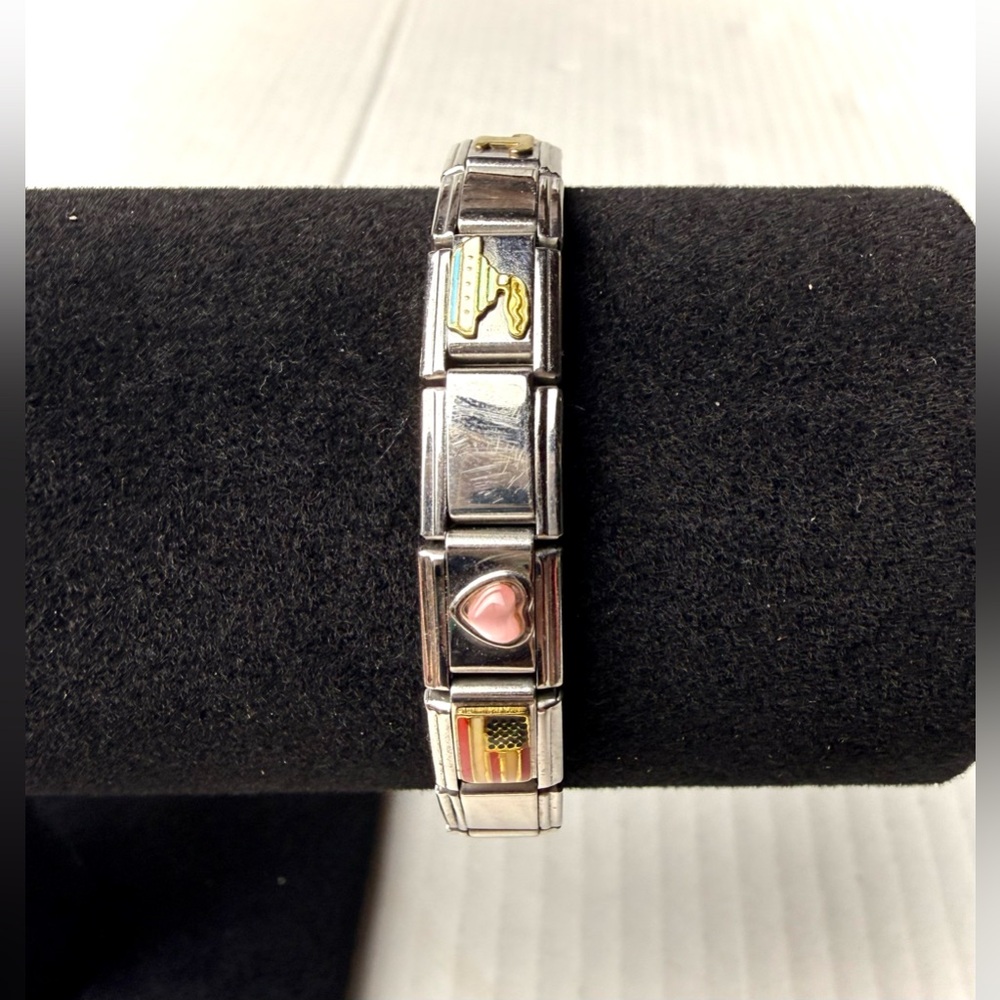 Italian Charm Bracelet Stainless Steel Mixed Brands Charms 7" D'LinQ Happy Dance